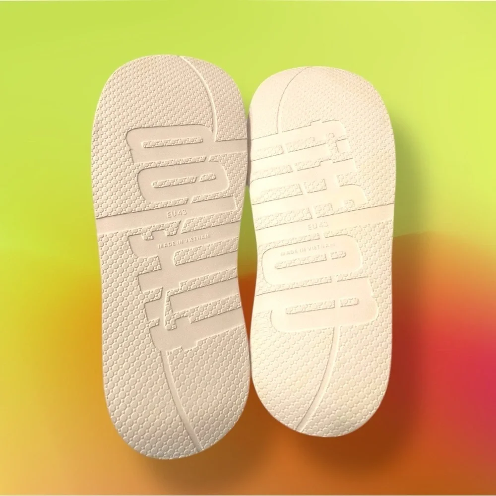 Men's iQUSHION Pool Slides Rubber White Red Size 10